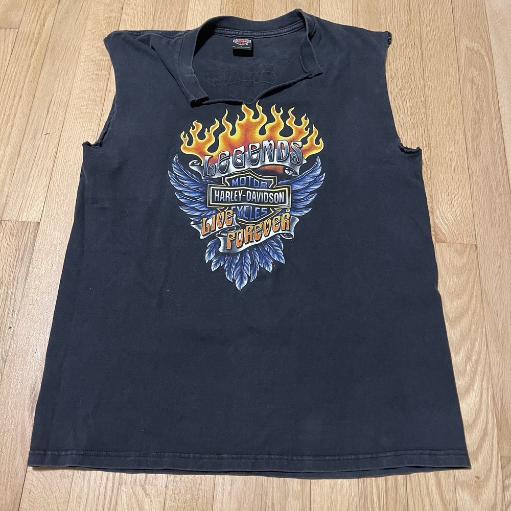 Vtg Harley Davidson Legends Live Forever Sleeveless Single Stitch Shirt L